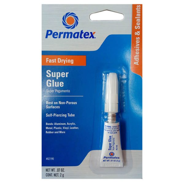 Κόλλα Στιγμής Γενικής Χρήσης 2g Super Glue της PERMATEX. Γρήγορη και ανθεκτική σε ακραίες θερμοκρασίες, ιδανική για δέρμα, μέταλλο, γυαλί και πολλά άλλα υλικά.